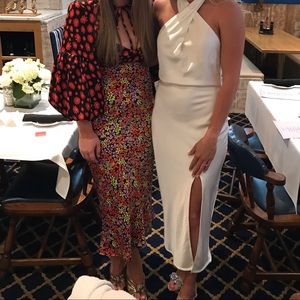 ASOS satin sweetheart necktie midi mixed floral dress